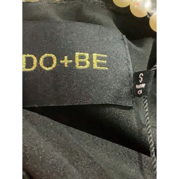 Do + Be Black Cut Out Puff Sleeve Pearl Mini Dress Small - Picture 5 of 5